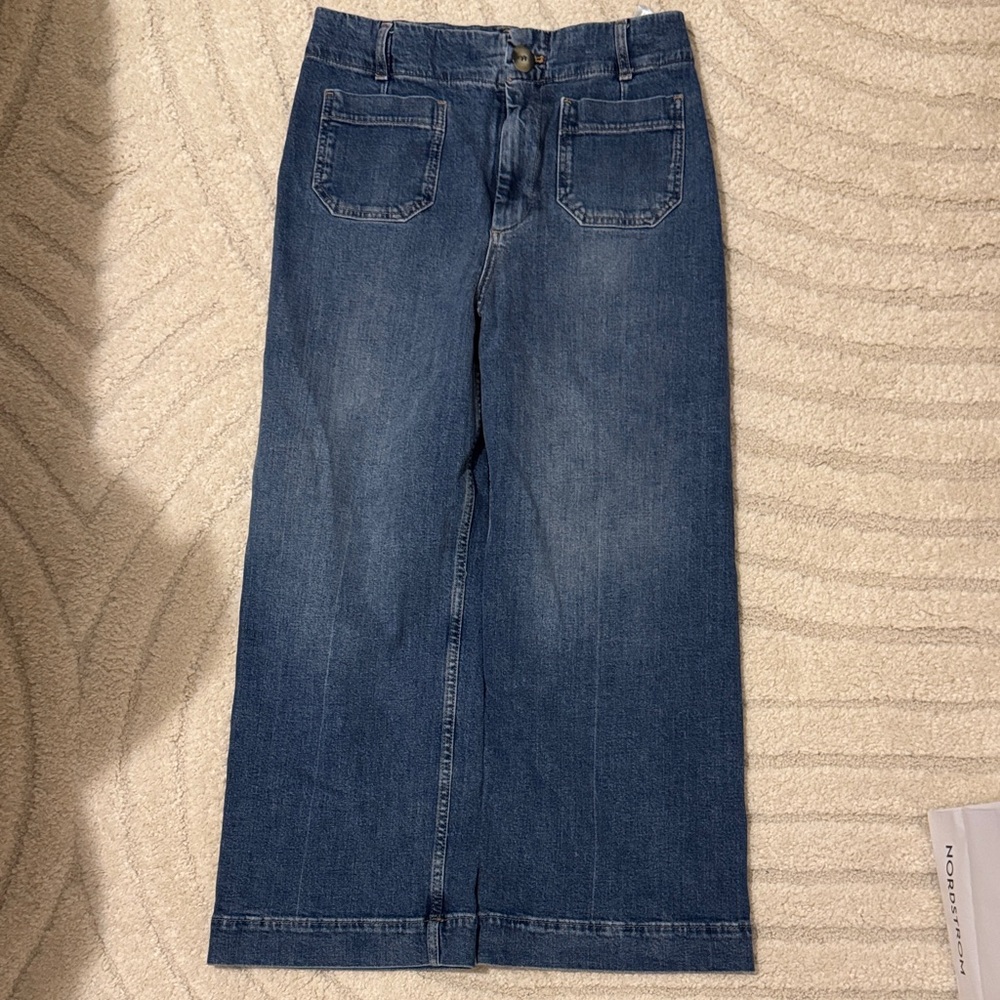Pilcro Wide-Leg Blue capri Jeans